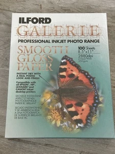 Ilford Galerie Smooth Gloss Paper 8.5x11 100 Sheets 2880dpi Professional Ink Jet - Picture 1 of 3