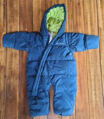Columbia Snow Suit Bunting Toddler Size 12 Months Blue Down Hooded Zip - Image 1 of 4