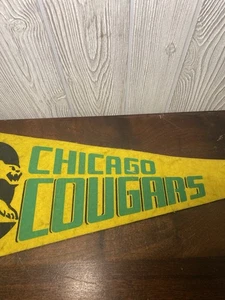 Vintage World Hockey Association Hockey NHL Chicago Cougars Wimpel Man Cave - Bild 1 von 6