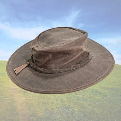 Sombrero de Cuero MINNETONKA "El Plegable" Talla Mediana (Ver Fotos para Medidas) Foto 1 de 4