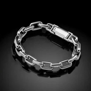 Pulsera de platino sólida PT950 longitud 21 CM para hombre estilo cable cadena ancho 5 mm - Imagen 1 de 17