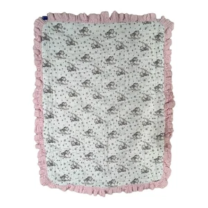 Rosa Dumbo Musselin Baby Sicherheitsdecke Lovey Rüschenrand Steppdecke Lagenlook - Bild 1 von 4