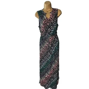 APT. 9 Cinch Waist Maxi Dress Pintuck Detail Abstract Print Black Multi S - Picture 1 of 6