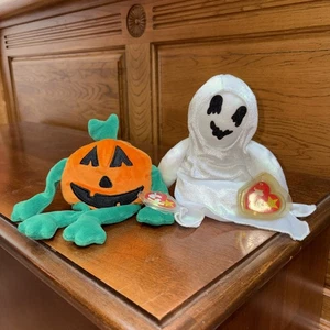TY Beanie Baby Pumpkin & Sheets With Tag Protectors Lot Of 2 - Picture 1 of 8