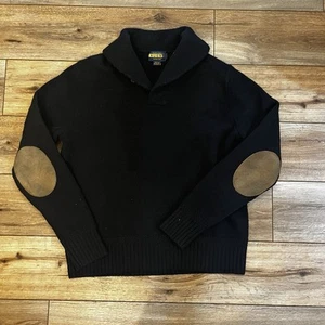Suéter Ralph Lauren Rugby 100% Lana Negro Cuello Chal con Parches en el Codo Talla XL - Imagen 1 de 6