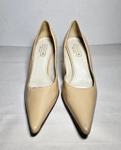 COACH Alison Beige Pointed Toe High Heels Size 8B A3449 Italy Casual  - Picture 1 of 14