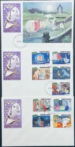 GRENADA 3 CINDERELLA DISNEY FIRST DAY COVERS STAMPS CHRISTMAS 1981 MNH FAIRYTALE - Picture 1 of 4