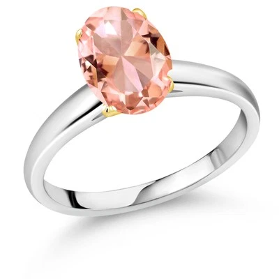 2.00 Ct Peach Simulated Morganite 10K White and Yellow Gold Ring Ring - Image 1 of 4