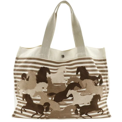 HERMES Chevaux en Camuflaje Bolso de Hombro Bolso de Playa Lona Crudo Blanco! Foto 1 de 4