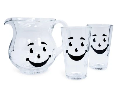 Jarra de vidrio Kool-Aid Man de 64 onzas y dos vasos de pinta de 16 onzas Foto 1 de 4
