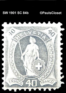 SW 1901 SC 84b HELVETIA GRAY 40¢ MINT NEVER HINGED ORIGNAL GUM F/VFINE - Picture 1 of 2