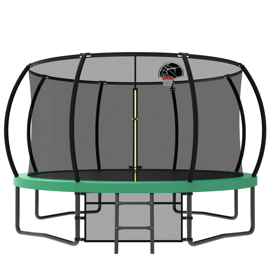 12FT Recreational Trampoline w/Safety Enclosure Net & Ladder Outdoor Trampoline - Image 1 of 4