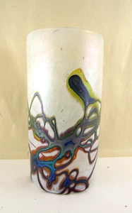 ROBERT HELD abstrakte irisierende Studio Kunst Glas Vase mehrfarbig 8" hoch signiert - Bild 1 von 13