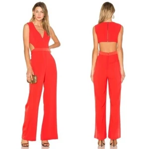 BCBG MaxAzria Bright Red Maglosia Open Back Jumpsuit | Damen S - Bild 1 von 6
