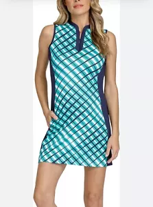 Tail Womens Insley 35 Inch Sleeveless Golf Dress Size XXS Green Navy White - Picture 1 of 8