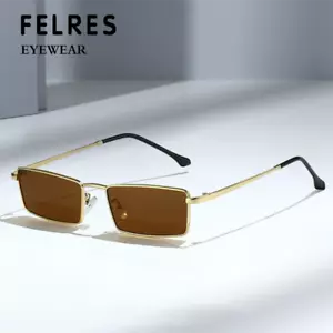 Gafas de sol rectangulares con marco pequeño de metal para mujeres y hombres Moda Gafas para exteriores UV400 - Imagen 1 de 19