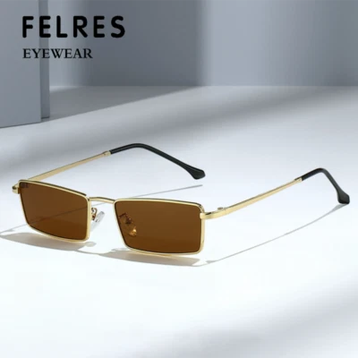 Rectangle Small Frame Metal Sunglasses Women Men Fashion Outdoor Glasses UV400  - Image 1 of 4