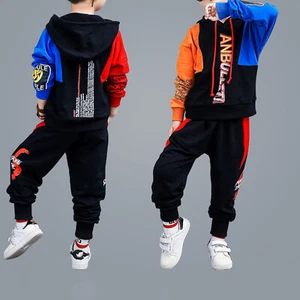 Kids Girls Boys Sports Outfit Hooded Long Sleeves Sweatshirt and Sweatpants Set - Picture 1 of 36