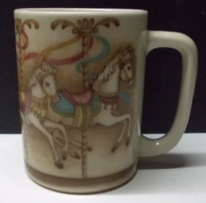 Otagiri Coffee Mug Carnival Carousel Horses 8 Oz. Japan - Imagen 1 de 7
