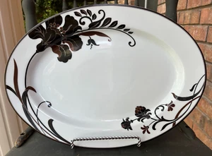 MIKASA ~ PIATTO OVALE PORCELLANA FIORI DI CACAO ~ 15 3/4" x 11 1/2" ~ PORTOGALLO - Foto 1 di 10