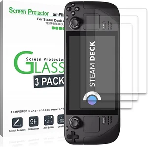(3-Pack) amFilm for Steam Deck 2021, 2022/OLED 2023 Tempered Glass Protectors - Picture 1 of 6
