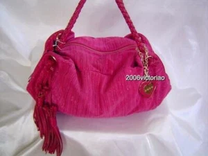 New Bebe CAIRO Suede Patent Pink Satchel Key Fob Bag - Picture 1 of 1