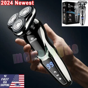 Afeitadora eléctrica húmeda/seca para hombre recortadora de afeitar giratoria afeitado barba USB recargable - Imagen 1 de 14
