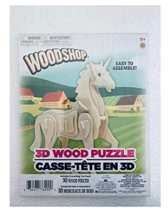 Woodshop 3D wood puzzle Unicorn wooden 30 pieces craft build play Ages 4+ - Picture 1 of 1