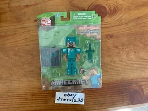 New Minecraft Overworld Steve with Diamond Armor 2.75" Figure Series #2 Jazwares - Picture 1 of 3