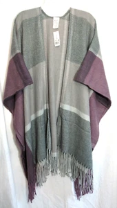 Woolrich Multicolored Plaid Reagan Fringe Hem Scarf Cape OS NWT - Imagen 1 de 4