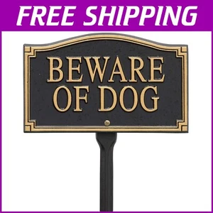Chic Custom Cast Dog Warning Sign with Stake - Perfect for Outdoor Spaces - Picture 1 of 6