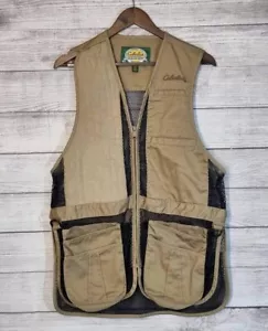 Cabela's Vest Mens Medium Fishing Hunting Brown Black Pockets Mesh Lightweight - Picture 1 of 7