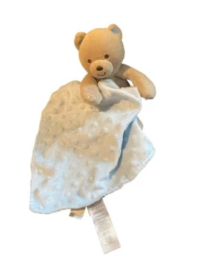 Cobertor Carters Child of Mine Baby Lovey ursinho de pelúcia chocalho azul minky pontos cetim - Imagem 1 de 4