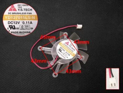 Y.S TECH YD127015LS N DC12V 0.11A 6515 6CM 65mm 65x65x15mm Graphics Cooling Fan - Image 1 of 4