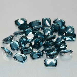 Topacio azul Londres 8 mm [lote de 32 piezas] Cojín calibrado piedras preciosas naturales Brasil - Imagen 1 de 3