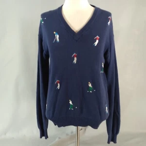 Vintage Jack Nicklaus golf sweater mens medium blue embroidered cotton - Picture 1 of 11