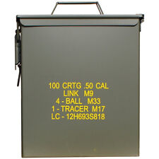 Mil-Tec Large Cal.50 Military Ammo Steel Box Range Tool Storage Army Trunk Olive