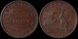 ANDREW, Jno & Co, Melbourne VIC, 1862 Penny. 34mm. A-13, R-19, Very Fine. R3 - Picture 1 of 1