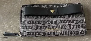JUICY COUTURE GOTHIC PEEK A BOW SMALL ZIP AROUND WALLET Black Grey Logo GOTH - Picture 1 of 8
