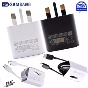 Genuine 25W Super Fast Type C Charger Plug/Cable For Samsung Galaxy S20 S21 S22+ - Picture 1 of 9