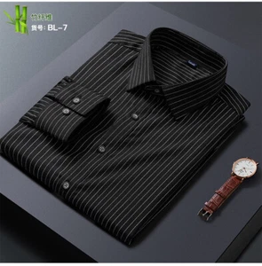 Mens Clothes Shirts Formal Dress Shirts Long Sleeves Business Strips Casual Tops - Picture 1 of 23