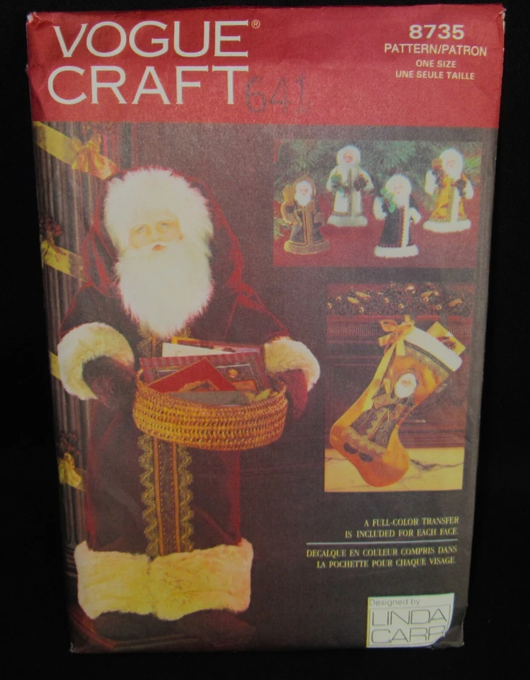 Vogue Craft Pattern 8735 Father Christmas Card Holder Stocking Linda Carr UNCUT - Image 1 of 4
