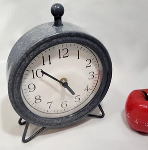 Nielsen Bainbridge Metal Round Galvanized Steel Rustic Farm Mantel Desk Clock - Picture 1 of 2