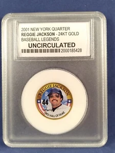 REGGIE JACKSON 24k gold 2001 New York state quarter 1993 HOF uncirc. in holder - Picture 1 of 2