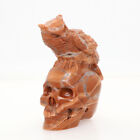 Height 4" 384G Streak Stone Carved Owl Crystal Skull Crystal Healing