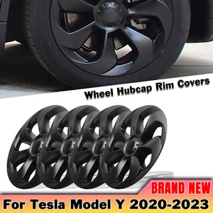 4pcs Matte Black Hub Cap Hubcap Rim Cover Wheel Cap For Tesla Model Y 2020-2024 - Picture 1 of 21