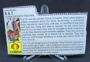 BAT File Card 1986 Gi Joe Vintage DC - Picture 1 of 2