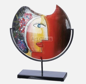 Murano Giant 38cm Art Glass Abstract Picasso Inspired Facial Vase with Stand - Picture 1 of 3