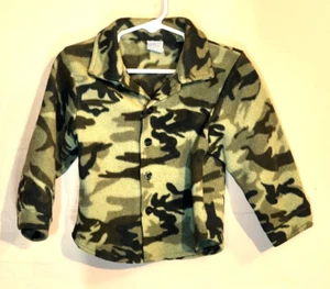 K/87 Unbranded Boy's 24M Green Camo Button Up Jacket Casual EUC - Picture 1 of 4