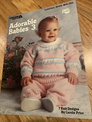 ADORABLE BABIES 3 ~ 7 Knitting Designs Carole Prior ~ Leisure Arts Booklet #935 - Image 1 of 4